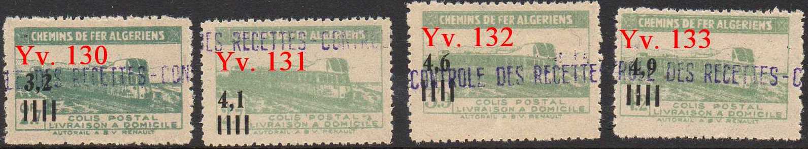 timbres-poste Algerie CP Colis Postal Algeria Railway Parcel Stamps